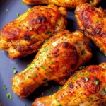 Golden-brown, crispy baked turkey wings seasoned with herbs and spices, piled on a platter, looking juicy and ready to serve.